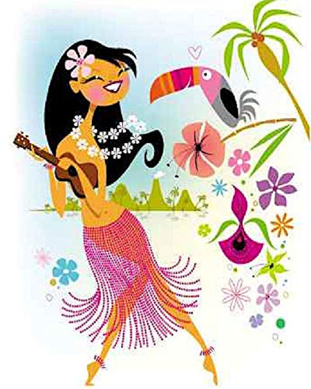 1/4 Sheet ~ Hawaiian Luau Girl Birthday ~ Edible Cake/Cupcake Topper!!!